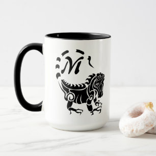 Tribal Iguana Monogramm Tasse