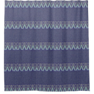 Tribal IKAT Vintag Moderne Muster Suzani Marine Duschvorhang