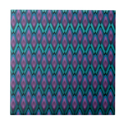 Tribal Ikat Zigzags and Diamonds Pattern Fliese (Vorderseite)