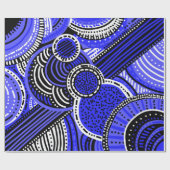 Tribal Inspiriert Muster | Blau, Schwarz, Weiß Geschenkpapier (Flach)