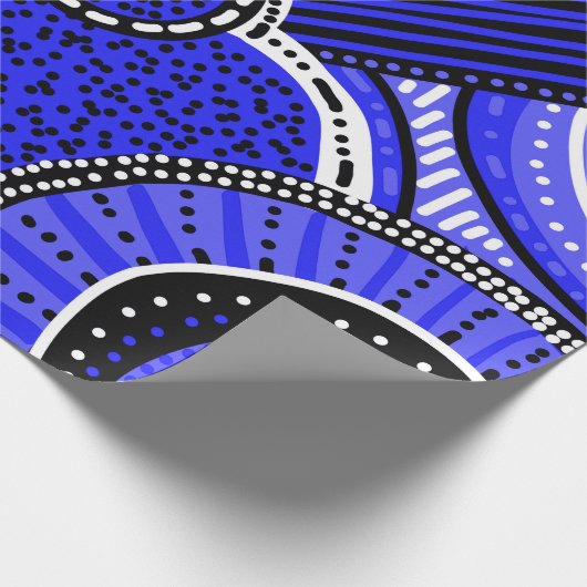 Tribal Inspiriert Muster | Blau, Schwarz, Weiß Geschenkpapier (Ecke)