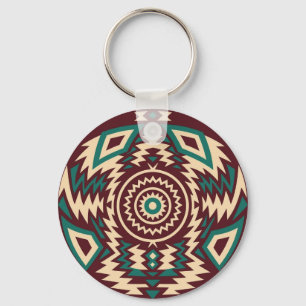 Tribal inspiriertes geometrisches Mandala Schlüsselanhänger