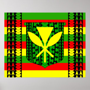 Tribal Kanaka Maoli Flag Poster