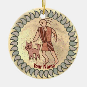 Tribal-Katze-Person-Ornament Keramik Ornament