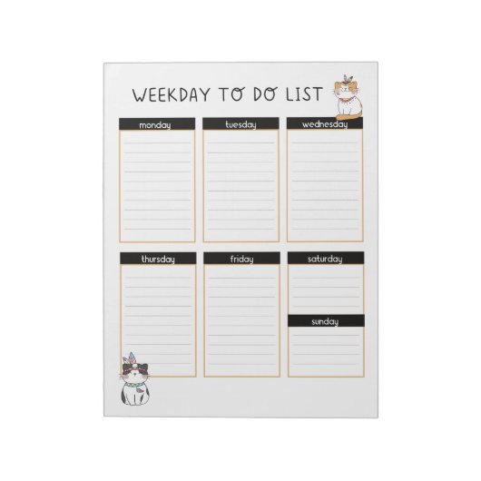 Tribal Kitty Cate Weekday to do List Notizblock (Rotiert)
