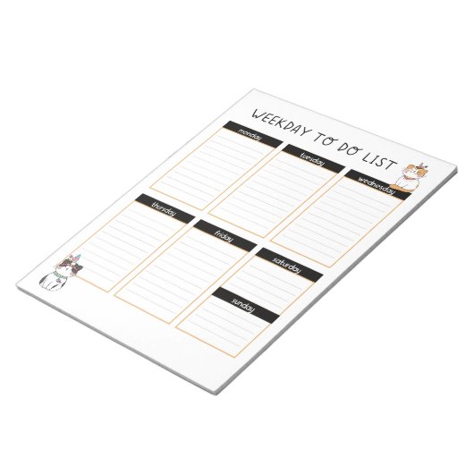 Tribal Kitty Cate Weekday to do List Notizblock (angewinkelt)
