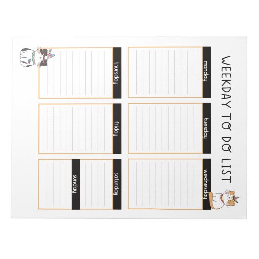 Tribal Kitty Cate Weekday to do List Notizblock (Vorderseite)