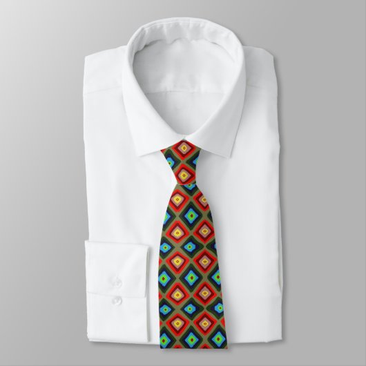 Tribal-Kühn-Farben-Diamantmuster Krawatte (Gebunden)