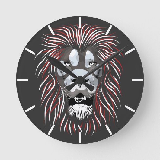 Tribal Lion Face Runde Wanduhr (Vorderseite)