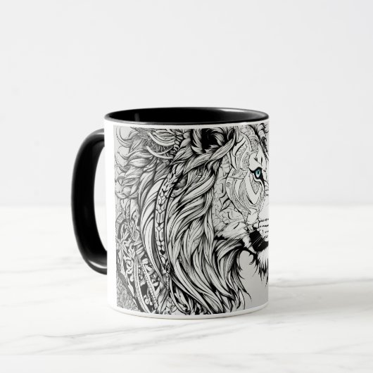 Tribal Lion Head Inspiriert Klassische Tasse (Vorderseite Links)