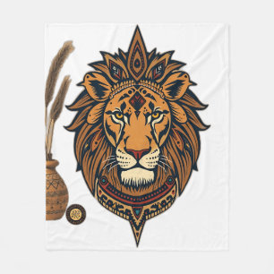 Tribal Lion mit erdigen Tones Fleecedecke
