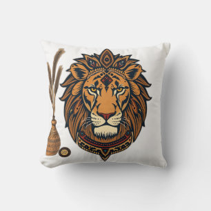 Tribal Lion mit erdigen Tones Kissen