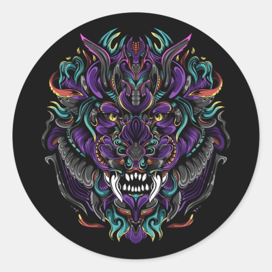 Tribal Lion Runder Aufkleber (Vorderseite)