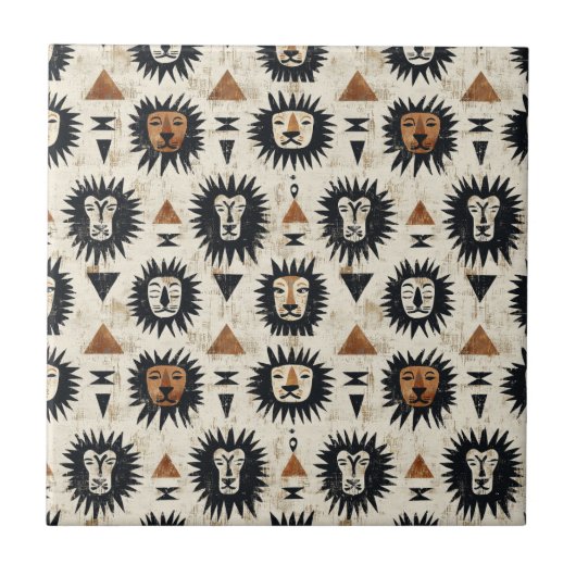 Tribal Lion Safari Pattern Fliese (Vorderseite)