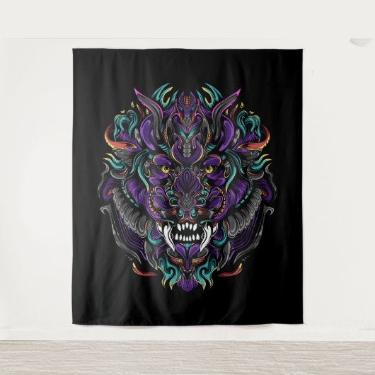 Tribal Lion Skull Wandteppich (Vorderseite)