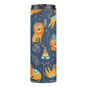 Tribal Lions Cartoon Nahtloses Muster Thermosbecher (Rückseite)
