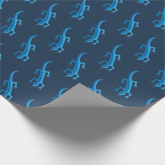 Tribal Lizard Blaues Muster Geschenkpapier (Ecke)