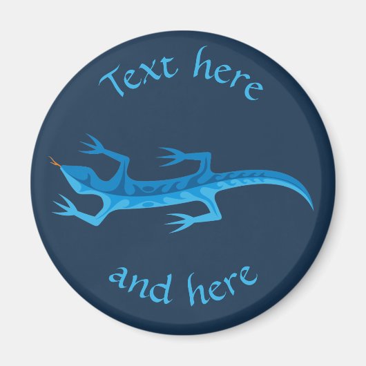 Tribal Lizard Blue Magnet (Vorne)