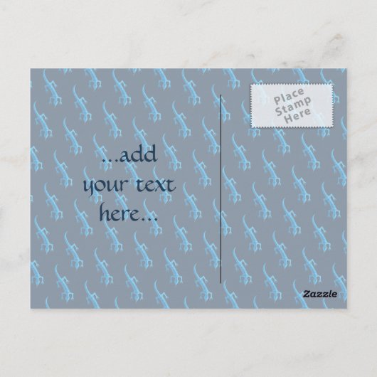 Tribal Lizard Blue Postkarte (Rückseite)
