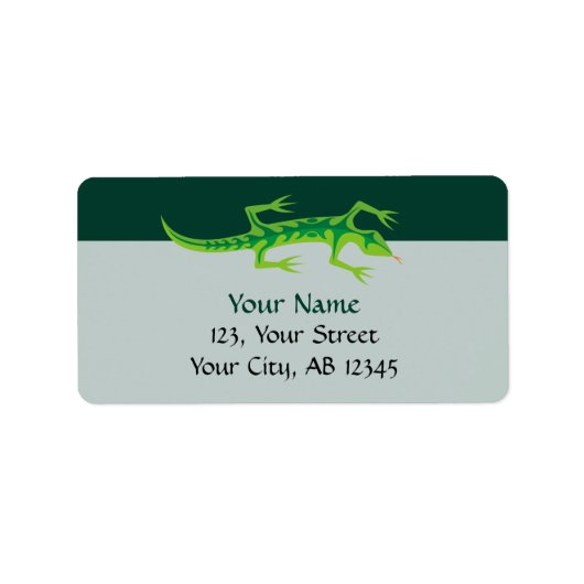 Tribal Lizard Green Adressaufkleber (Vorne)