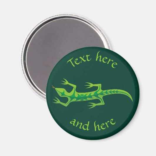 Tribal Lizard Green Magnet (Vorderseite/Rückseite)