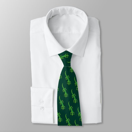 Tribal Lizard Green Pattern Krawatte (Gebunden)
