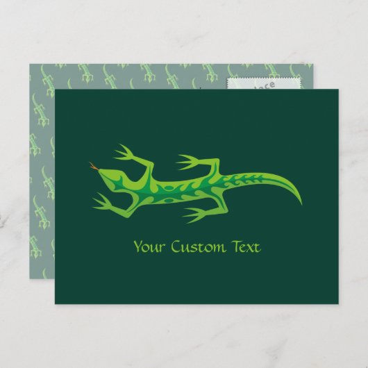 Tribal Lizard Green Postkarte (Vorne/Hinten)