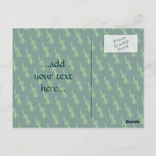 Tribal Lizard Green Postkarte (Rückseite)