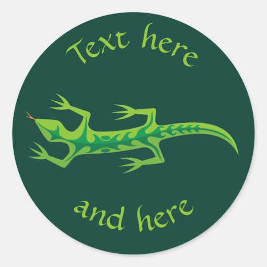 Tribal Lizard Green Runder Aufkleber (Vorderseite)