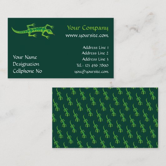 Tribal Lizard Green Visitenkarte (Vorne/Hinten)