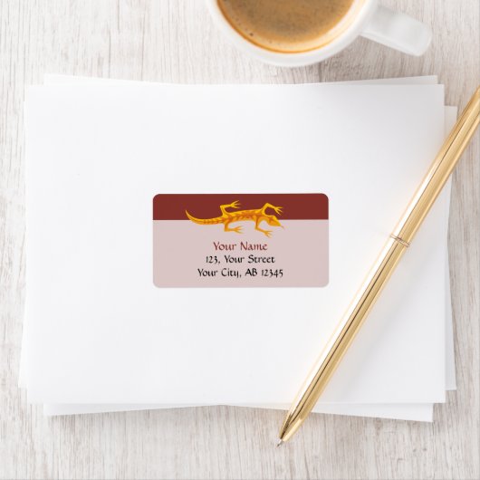 Tribal Lizard Orange Adressaufkleber (Insitu)