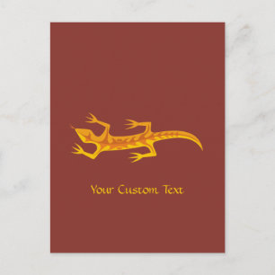 Tribal Lizard Orange Postkarte