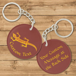 Tribal Lizard Orange Schlüsselanhänger