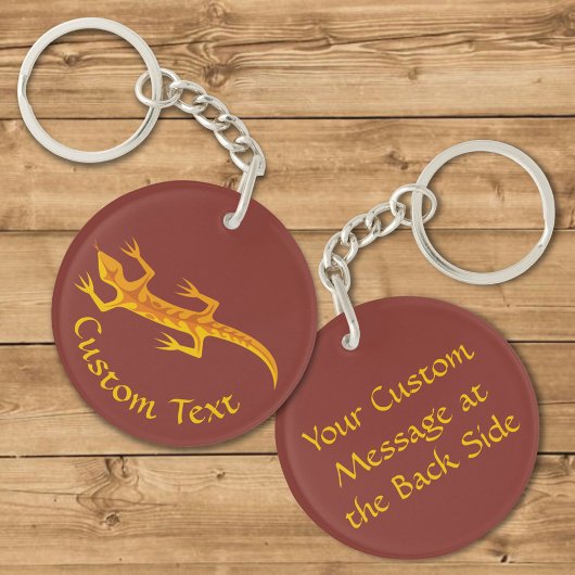 Tribal Lizard Orange Schlüsselanhänger