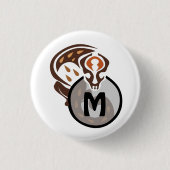 Tribal Malaysian Cat Gecko Monogram Button (Vorderseite)