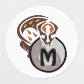 Tribal Malaysian Cat Gecko Monogram Etiketten (Design 1)