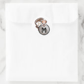 Tribal Malaysian Cat Gecko Monogram Runder Aufkleber (Tasche)