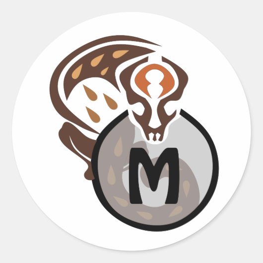 Tribal Malaysian Cat Gecko Monogram Runder Aufkleber (Vorderseite)