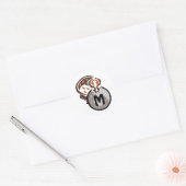 Tribal Malaysian Cat Gecko Monogram Runder Aufkleber (Umschlag)