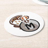 Tribal Malaysian Cat Gecko Monogram Runder Pappuntersetzer (Angewinkelt)