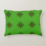 Tribal Mandala Art Dekokissen<br><div class="desc">This unique hand-drawn mandala features a rustic,  artistic charm with natural variations in the pattern alignment. Detailed with bold Tribal-inspired patterns and vivid colors on a vibrant green background,  this design brings a mysterious and timeless energy to your home decor.</div>