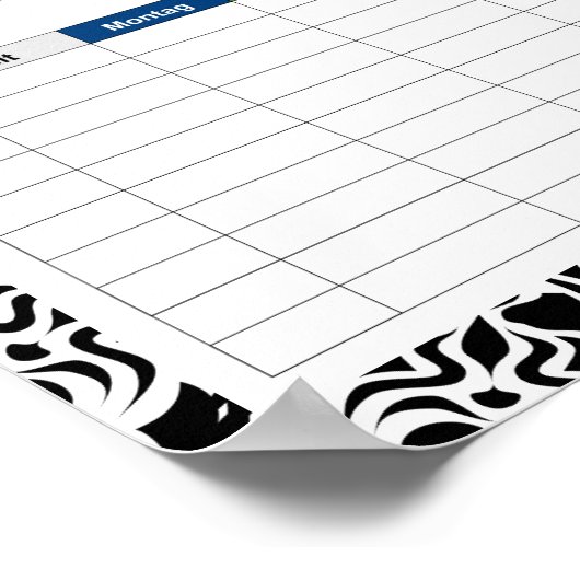 Tribal Mandala Black Timetable Poster (Ecke)