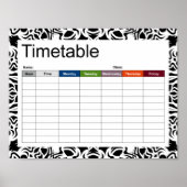 Tribal Mandala Black Timetable Poster (Vorne)