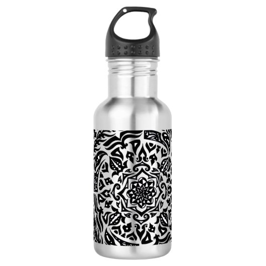 Tribal Mandala Hand-Drawn Art Edelstahlflasche (Vorderseite)