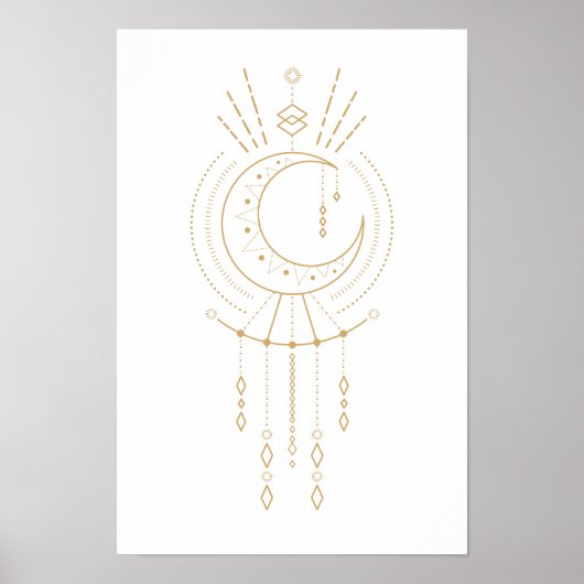 Tribal Mandala Moderne Goldene Geometrie Mondeleme Poster (Vorne)