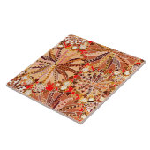 Tribal Mandala Print, Brown, Beige und Red Fliese (Seite)