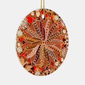 Tribal Mandala Print, Brown, Beige und Red Keramik Ornament (Rechts)