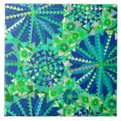 Tribal Mandala Print, Cobalt Blue und Green Fliese (Vorderseite)