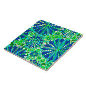 Tribal Mandala Print, Cobalt Blue und Green Fliese (Seite)