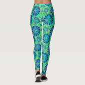 Tribal Mandala Print, Cobalt Blue und Green Leggings (Rückseite)